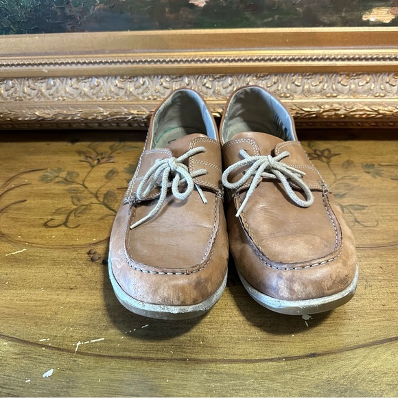 Mens Clarks Lace Up Shoes Fallston Style Leather Boat Shoe Sz 12 M